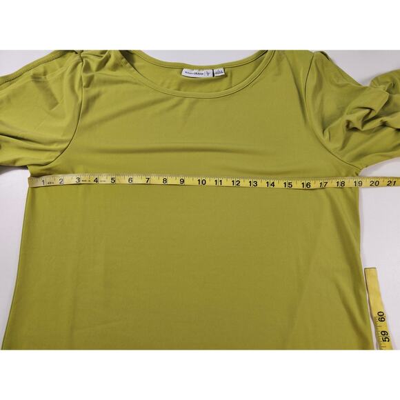Susan Graver size Small (measures big) bright neon green career casual top EUC - Picture 7 of 8